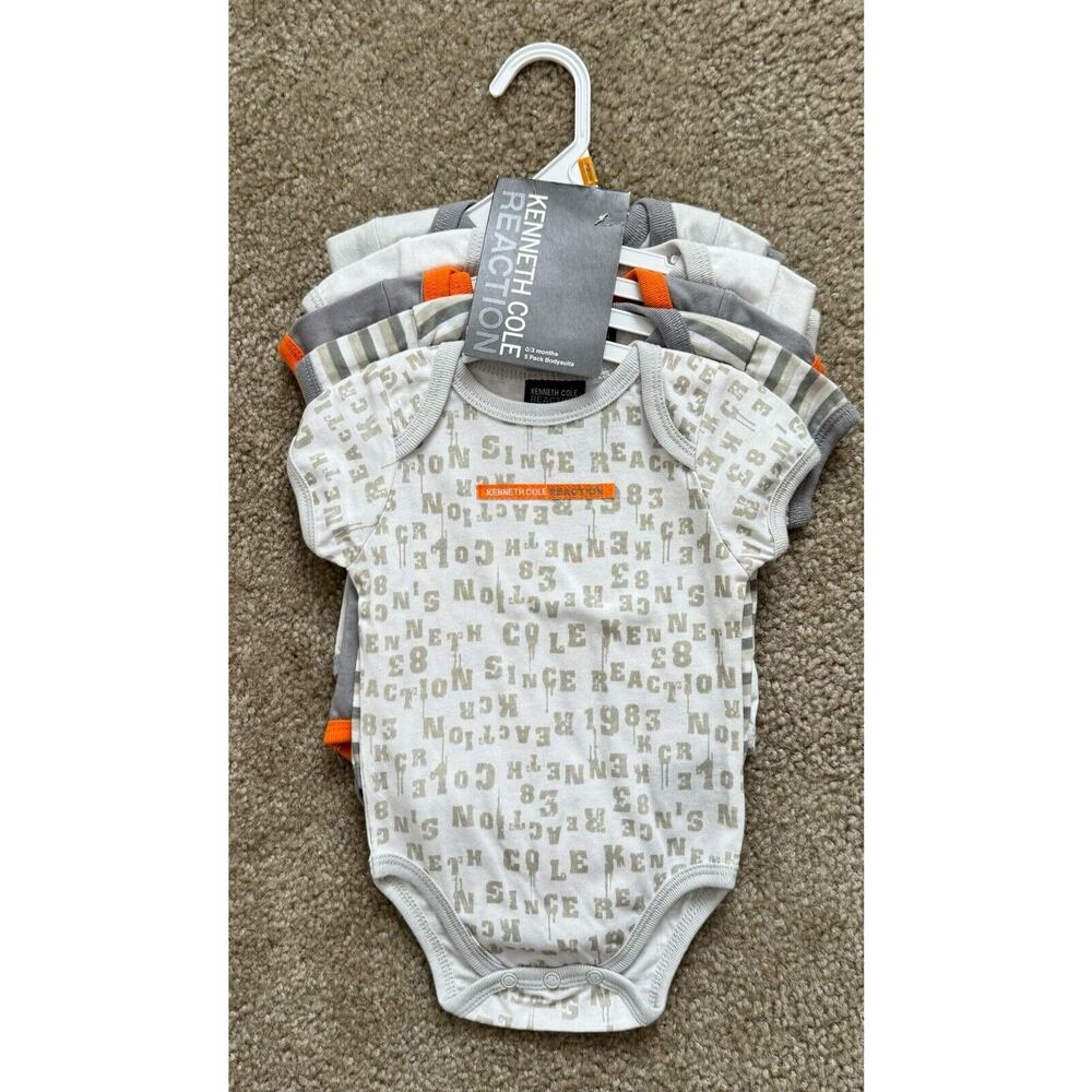 Kenneth Cole Baby Pack of 5 Short sleeve Bodysuits Size 0-3 Months NEW NWTs